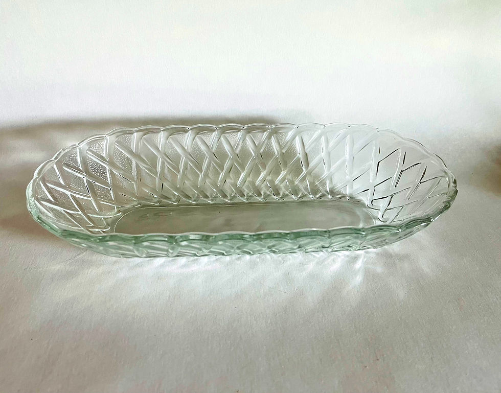 Thumbnail: Vintage Clear Pretzel Pattern Celery Dish by Indiana Glass