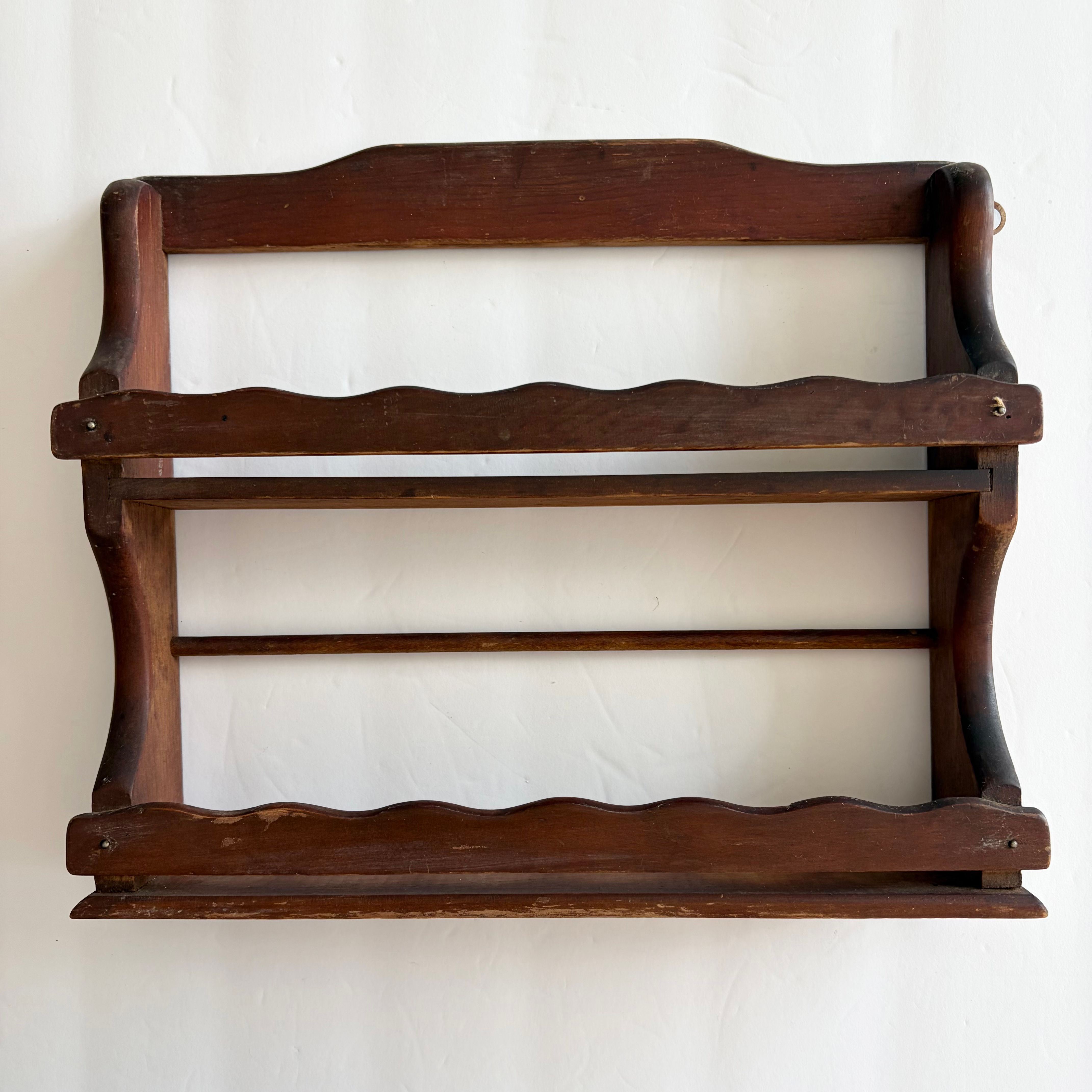 Vintage 2-Tier Wooden Wall-Mounted Spice Rack