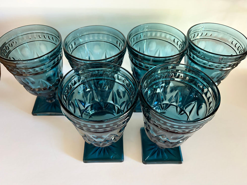 Thumbnail: Set of 6 Vintage Blue Park Lane Wine Goblets by Colony