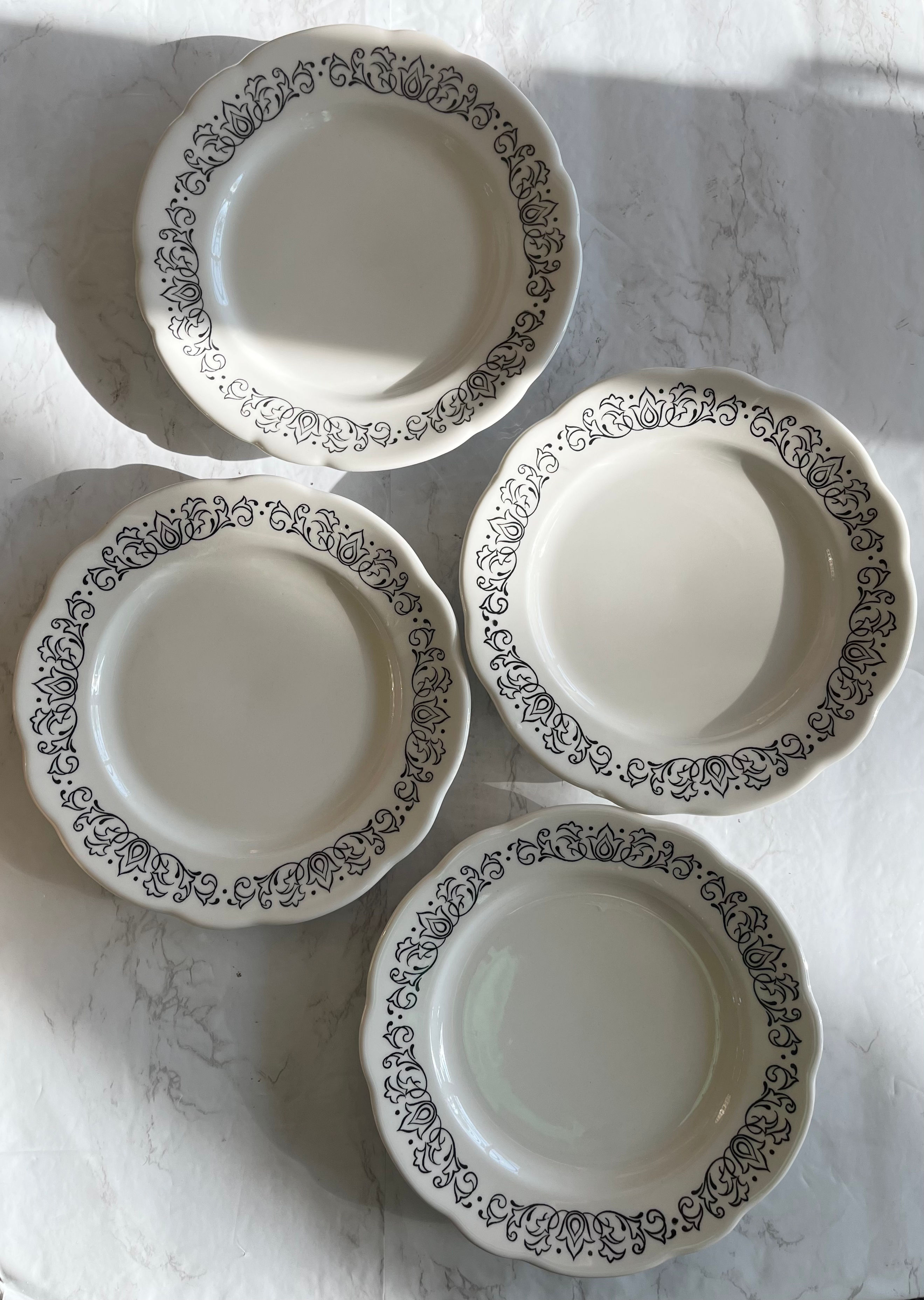 Vintage Gothic Black Restaurant Ware Plates by Buffalo China – Set of 4 – 8 3/4”