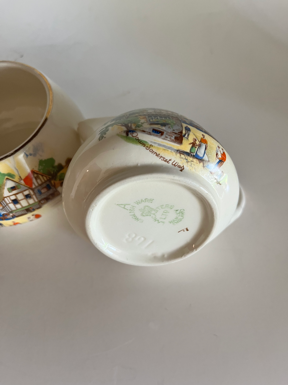 Thumbnail: Vintage Lancaster & Sandland "Down Somerset Way” Creamer & Sugar Set