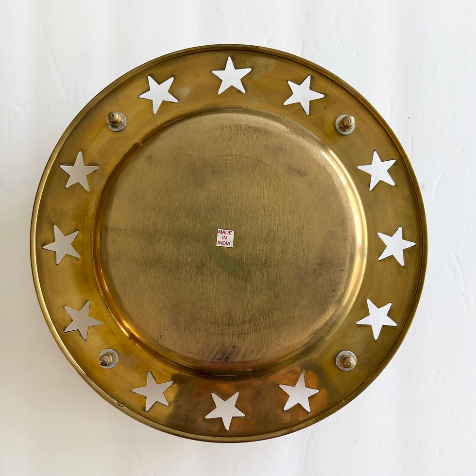 Thumbnail: Vintage 1990s Brass 4-Candle Holder with Star Cutout Tray – Made in India
