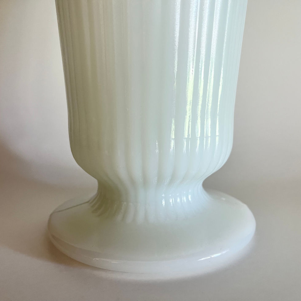 Thumbnail: Vintage E.O. Brody Milk Glass Footed Vase | Fluted Ribbed Scalloped Rim | M5000 