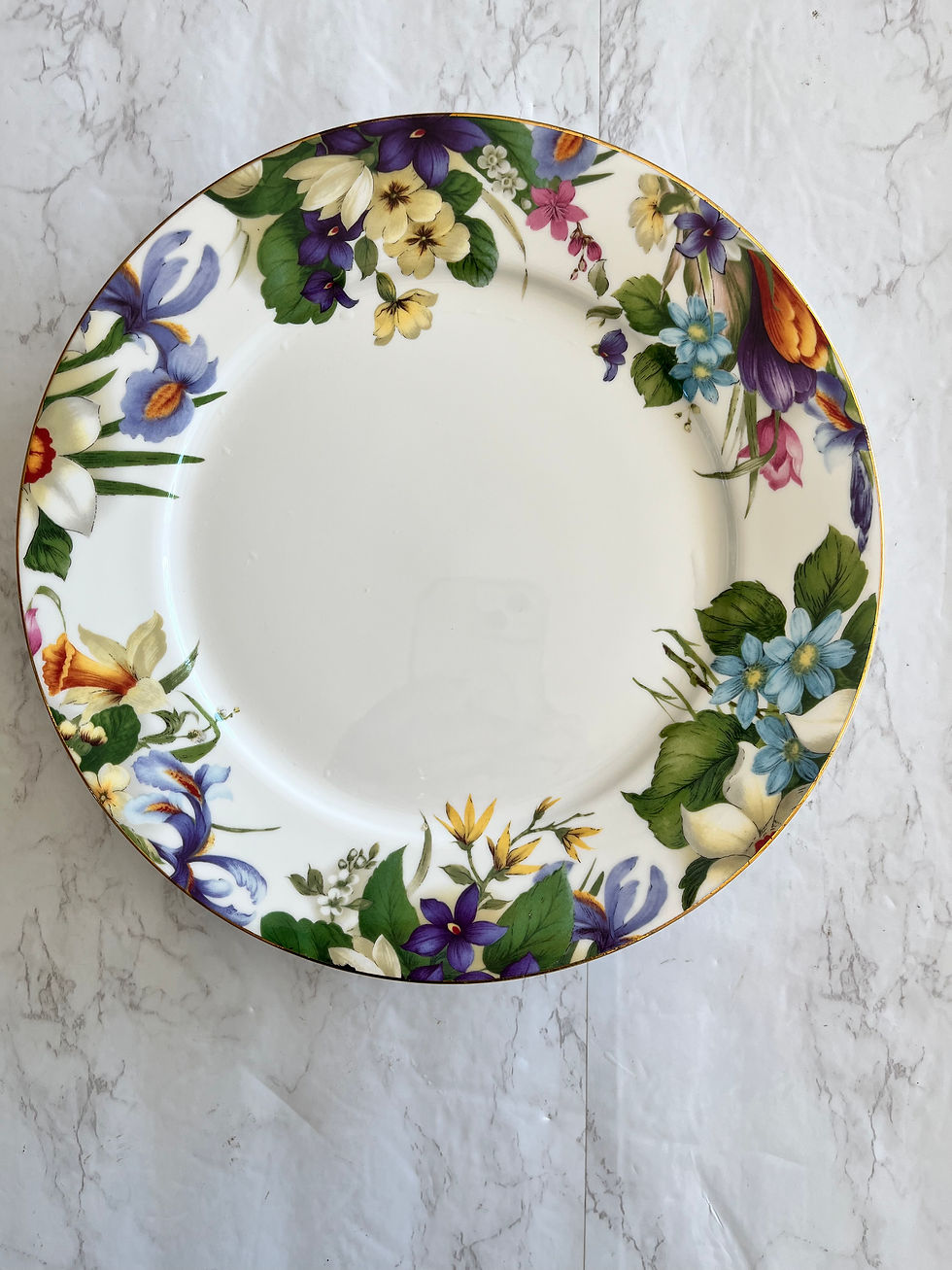 Thumbnail: Set of 4 Vintage Mayfair Staffordshire Fine Bone China “Narcissus” Dinner Plates