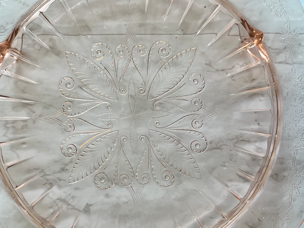 Thumbnail: Vintage Pink Adam Depression Glass Cake Plate by Jeannette 
