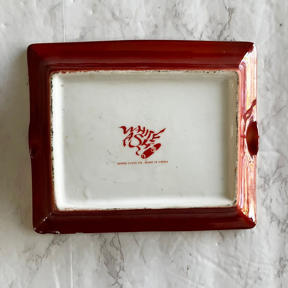 Thumbnail: Vintage Garnet & Yellow Ceramic Ashtray – BANCES Cuban Heritage Cigar Advertisin