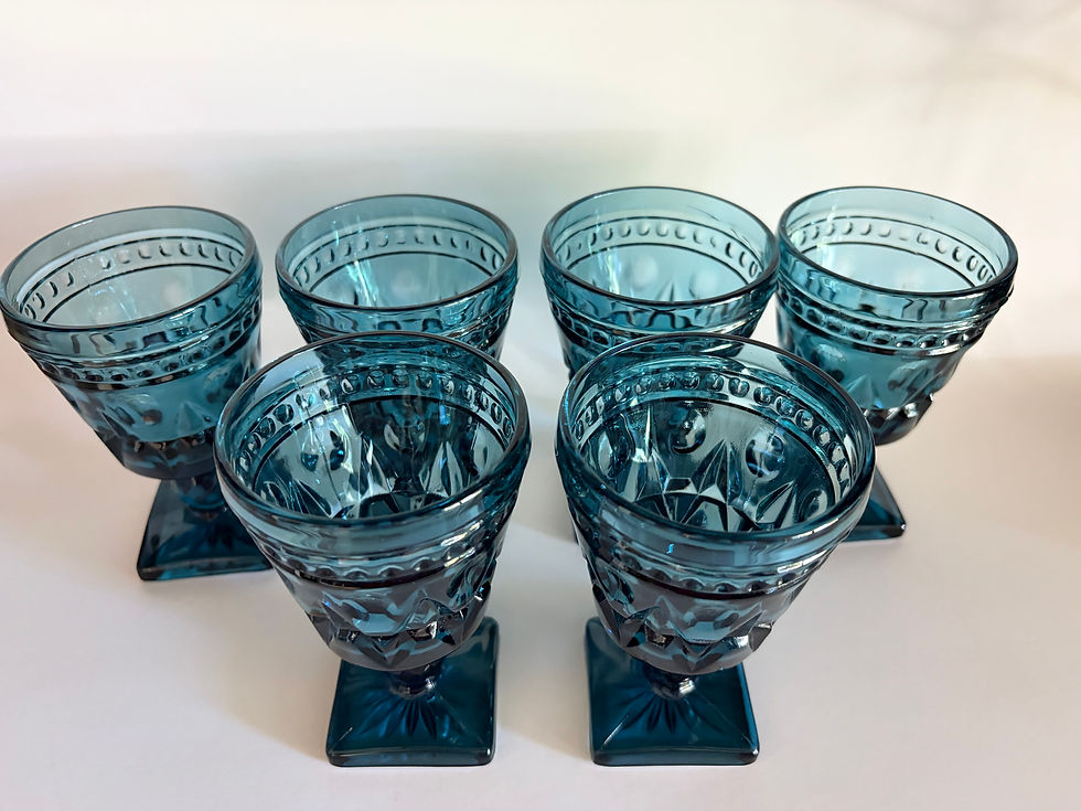 Thumbnail: Set of 6 Vintage Blue Park Lane Water Goblets by Colony