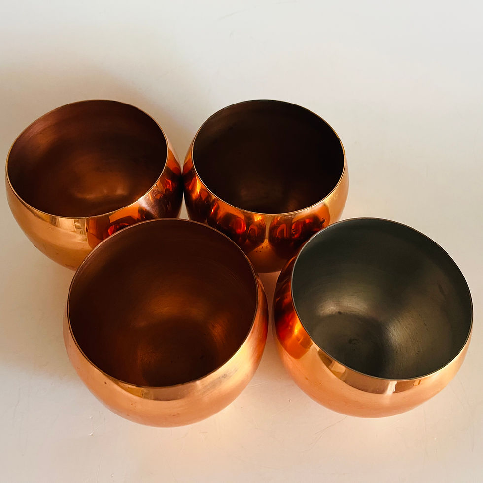 Thumbnail: Vintage Coppercraft Guild Copper Roly Poly Glasses Set of 4 MCM Barware