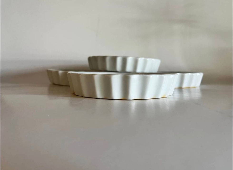 Thumbnail: Vintage Set of 4 Apilco France Porcelain Mini Tart Dishes | White French Baking 