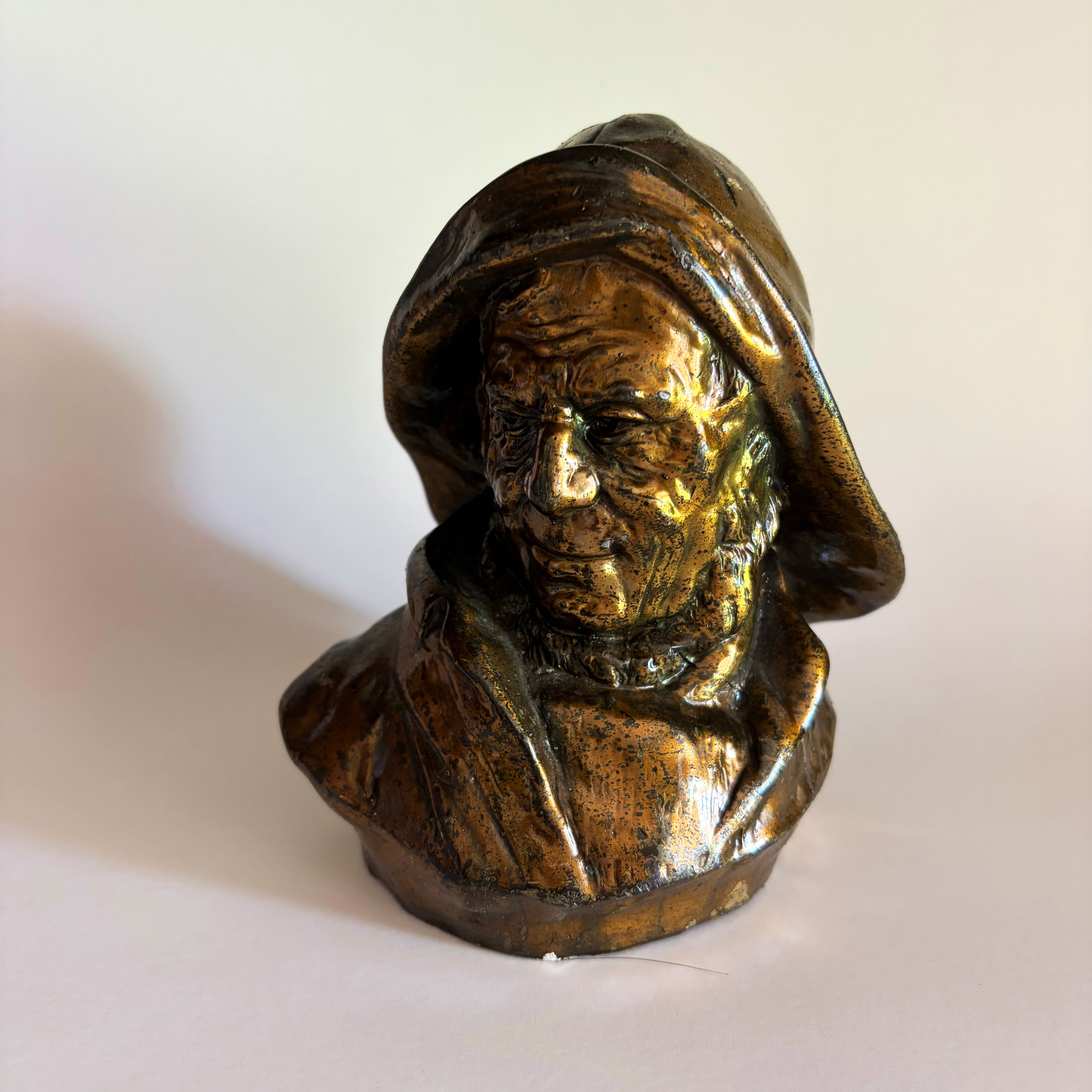 Vintage PM Craftsman Heavy Brass Fisherman / Sailor Bust – Nautical Decor (Read)