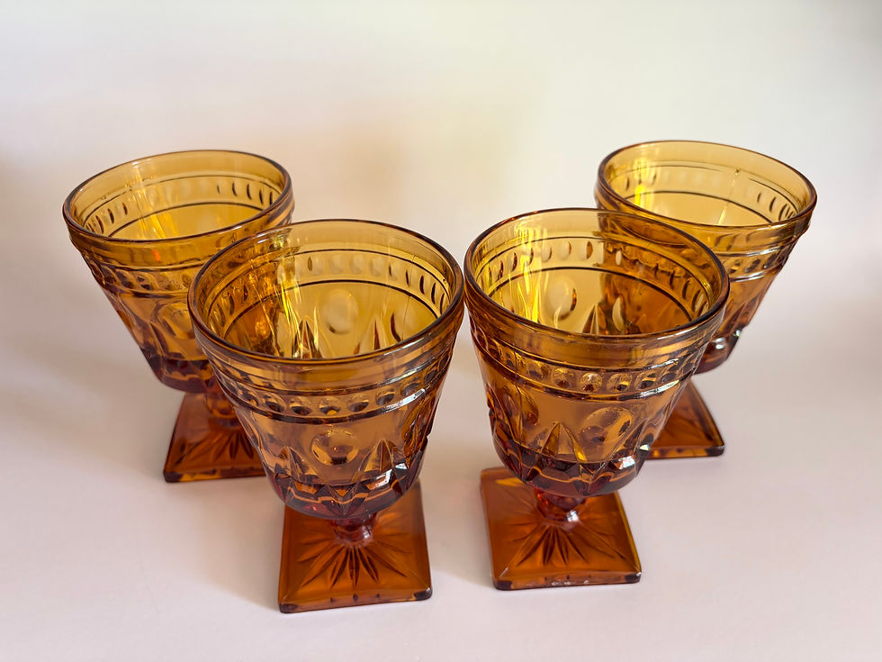 Thumbnail: Vintage Colony Park Lane Amber Water Goblets – Set of 4 (2 Sets Available)