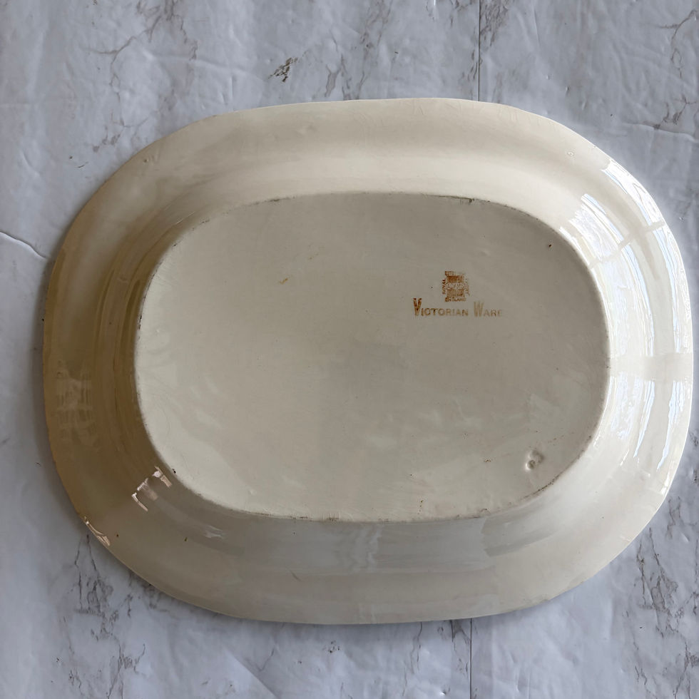 Thumbnail: Vintage Adams Victoria Ware Ironstone Oval Platter - Blue Raised Floral Relief