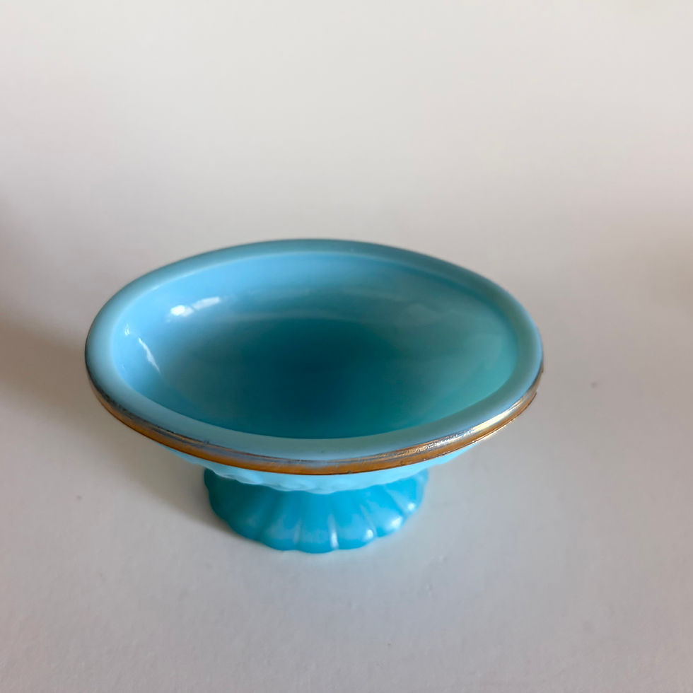 Thumbnail: Vintage Avon Bristol Blue Opaline Glass Soap Dish | 1974 Footed Vanity Trinket D