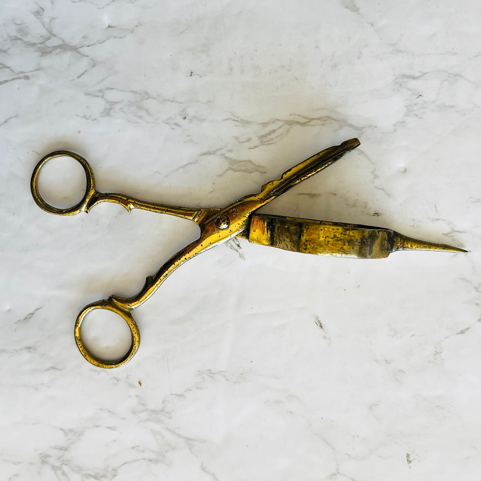Thumbnail: Vintage Virginia Metalcrafters Williamsburg Restoration CW Brass Scissor Candle 