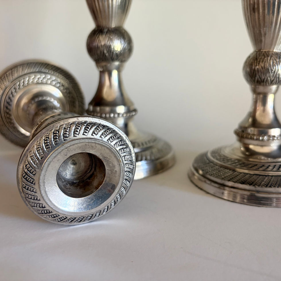 Thumbnail: Vintage Graduated Silver-Plated Candlesticks | Ornate Neoclassical Style