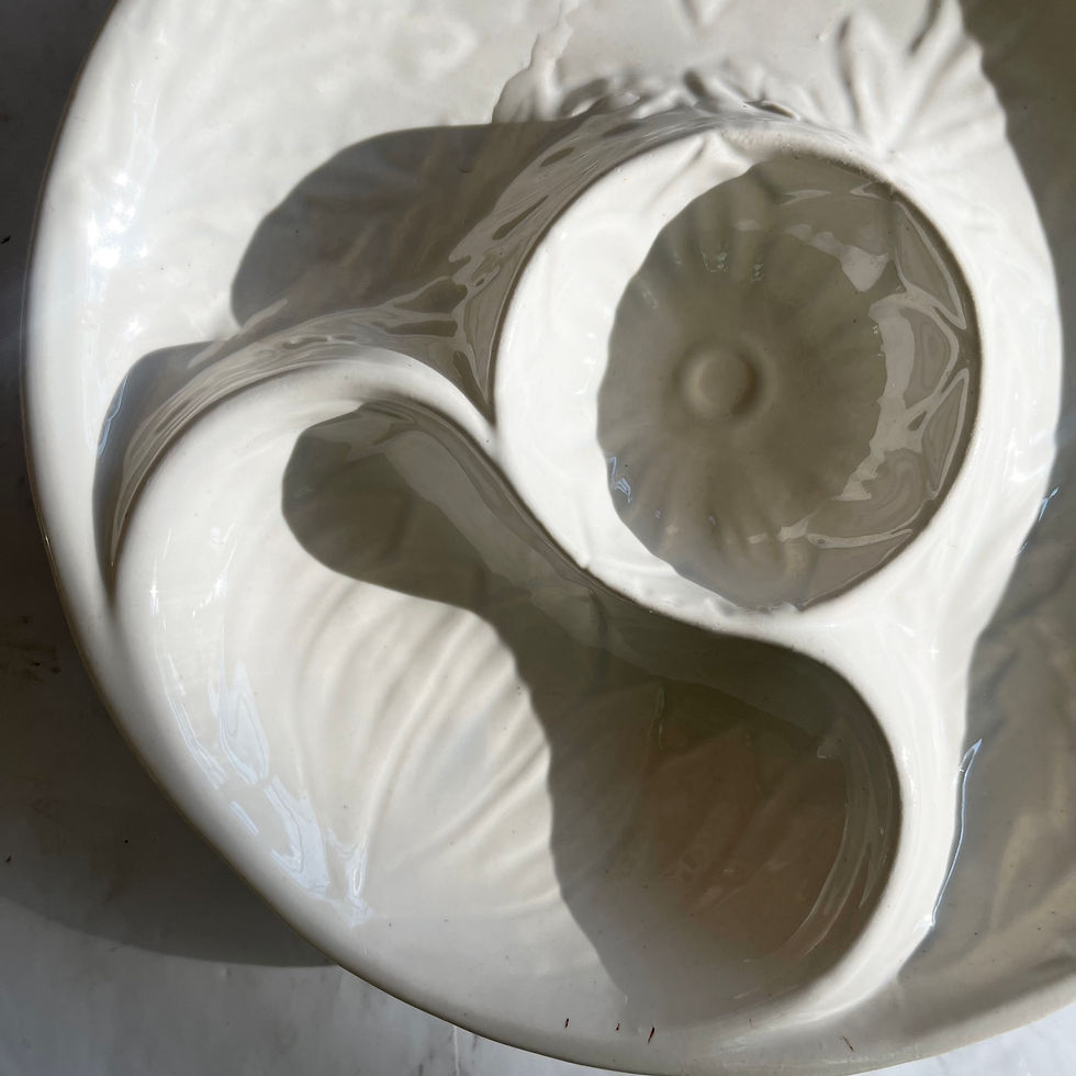Thumbnail: Vintage Calif. USA Pottery White Glazed Ceramic Artichoke Plate #852