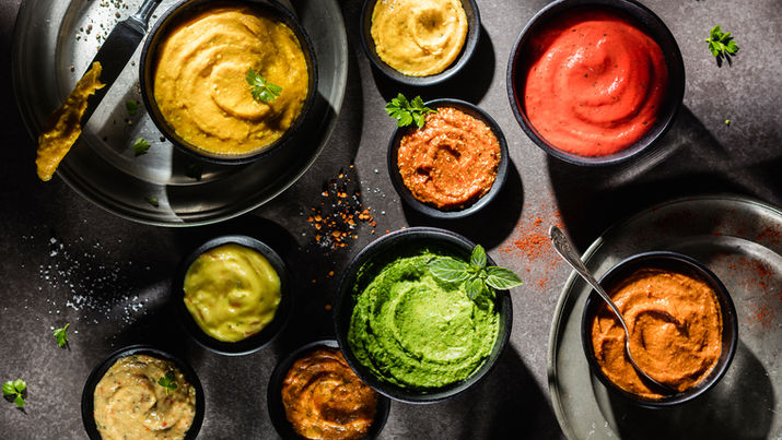 verschiedene dip-sorten