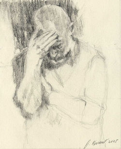 Standing, Head in Hand