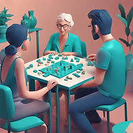 therapist helping a person to play a board game in teal colours.jpg