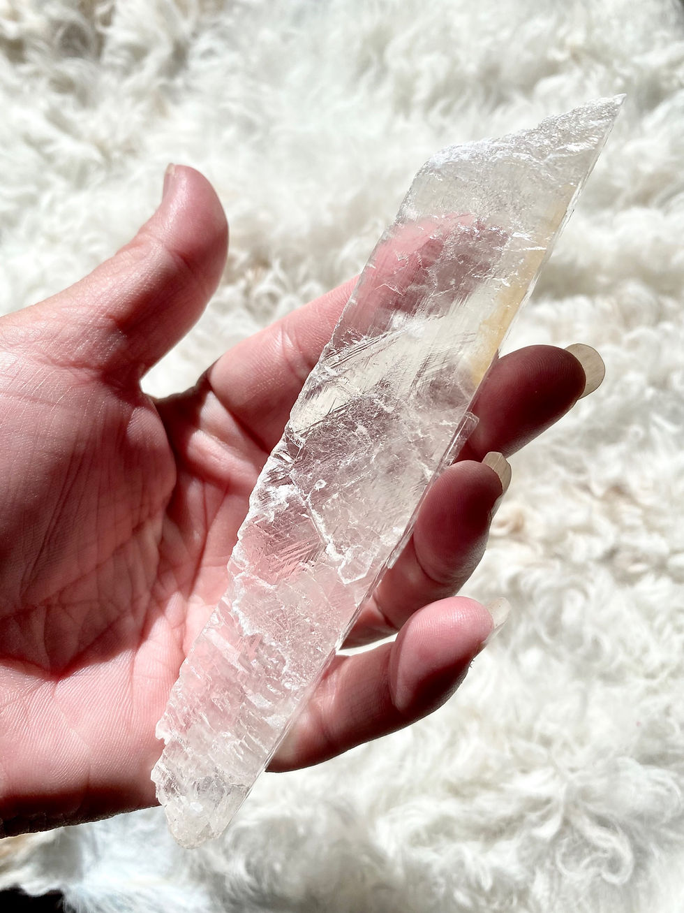 Thumbnail: Selenite crystal with Golden Phantom