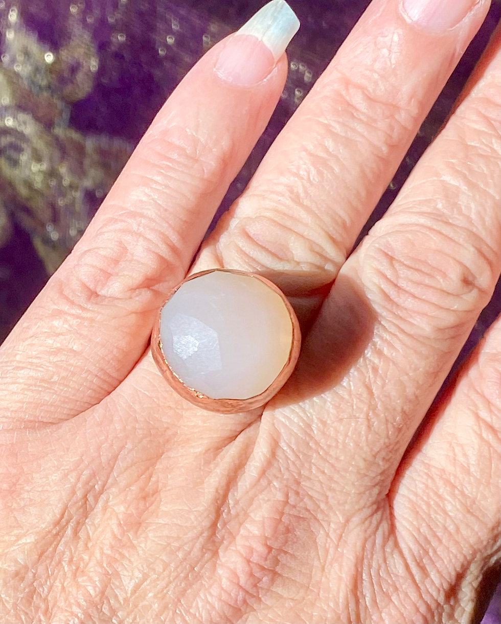 Thumbnail: Faceted Rose Quartz and Copper Ring