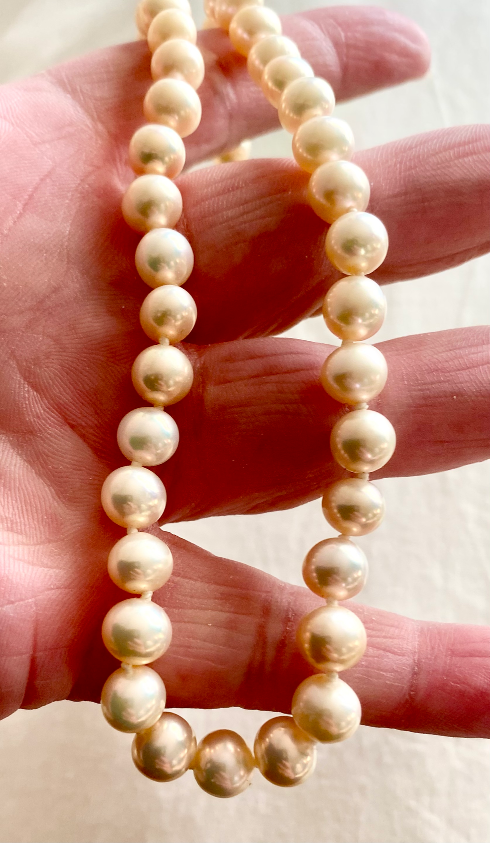 Thumbnail: AA Grade Champagne Freshwater Pearl necklace with 14 kt gold