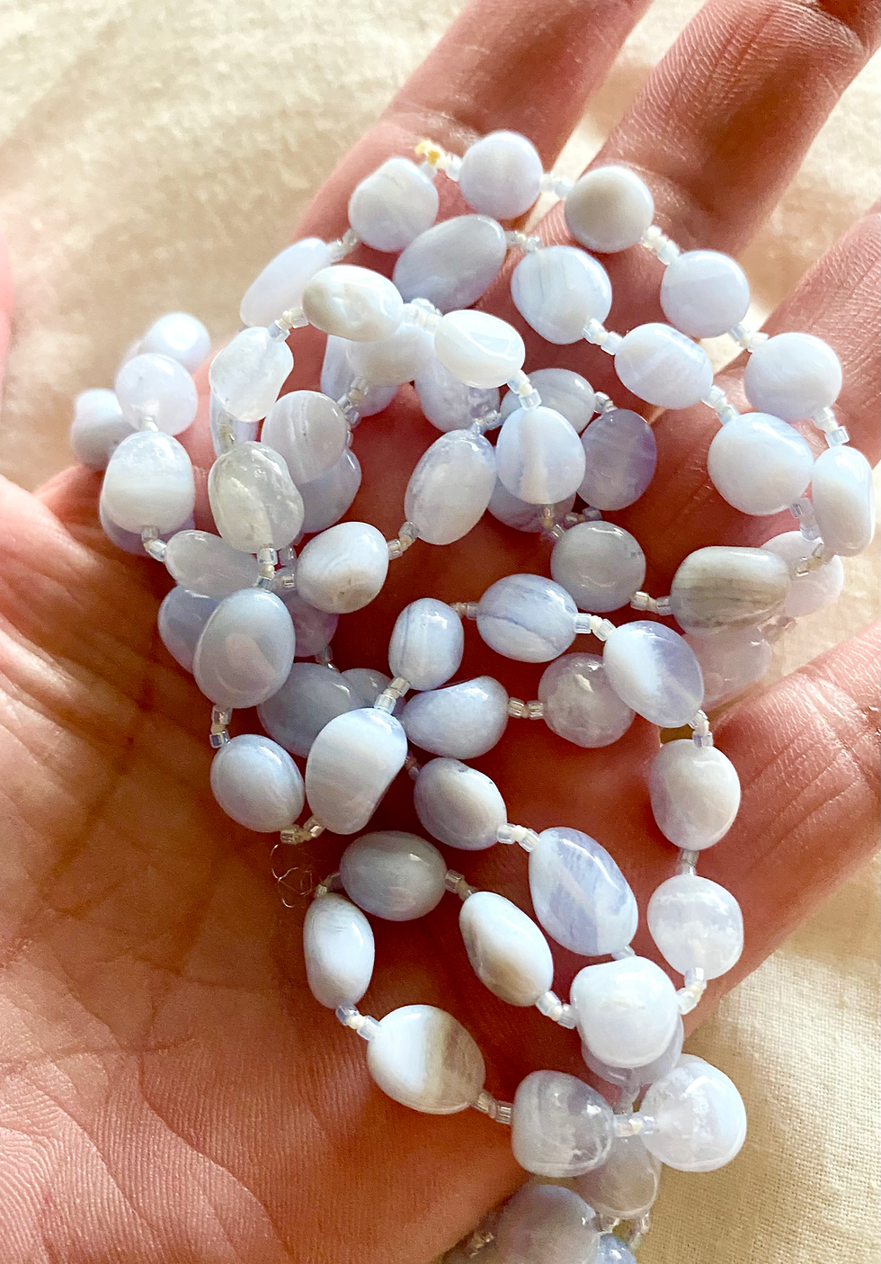 Thumbnail: Long Blue Lace Agate Necklace 