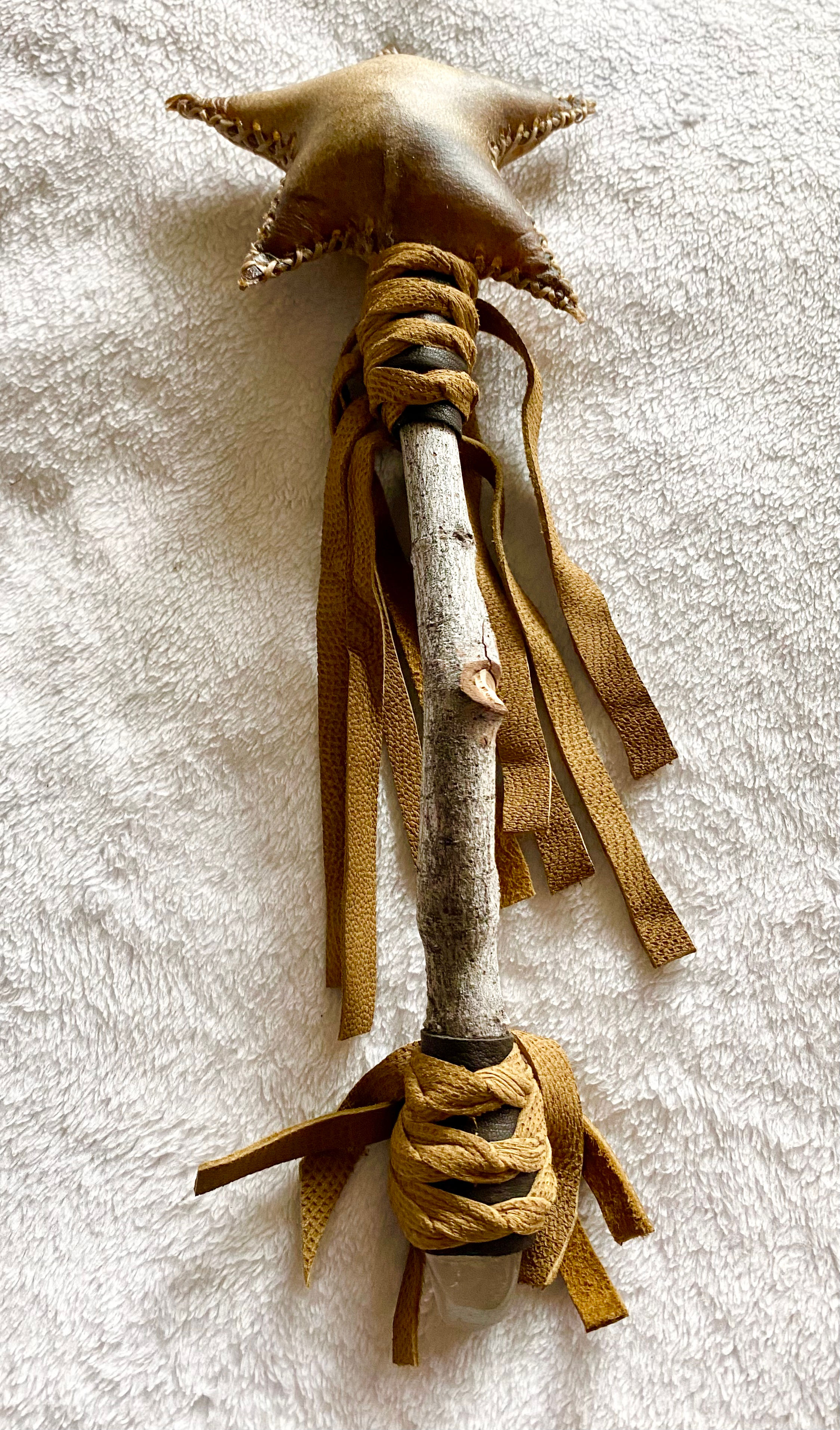 Star Horse Hide Rattle with Quartz Crystal
