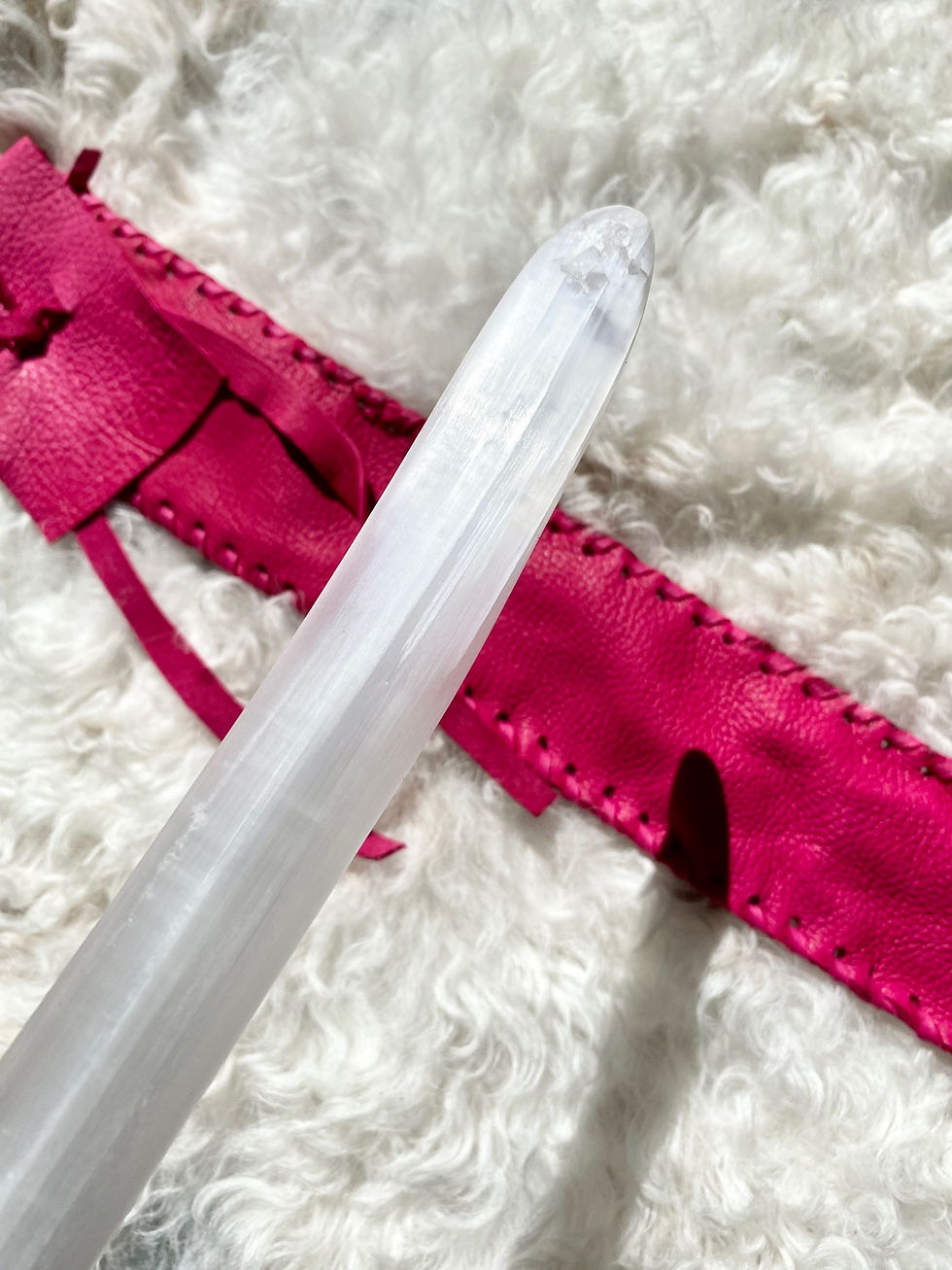 Thumbnail: Selenite Sword with leather bag