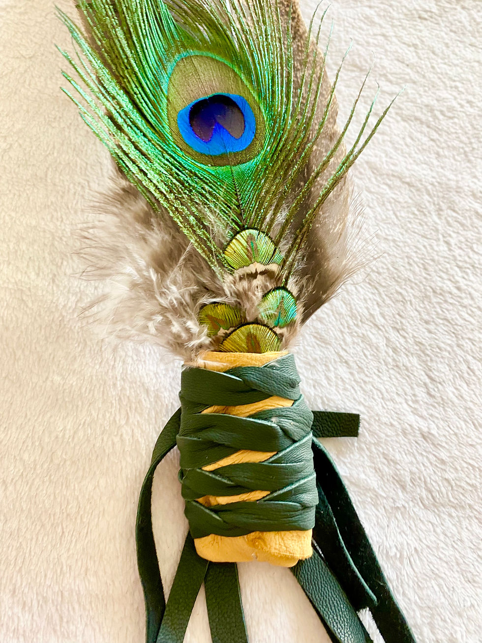 Thumbnail: Smudge Fan with peacock feathers 