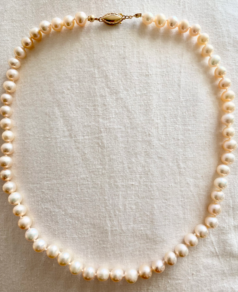 Thumbnail: A grade champagne fresh water pearls with 14 kt gold