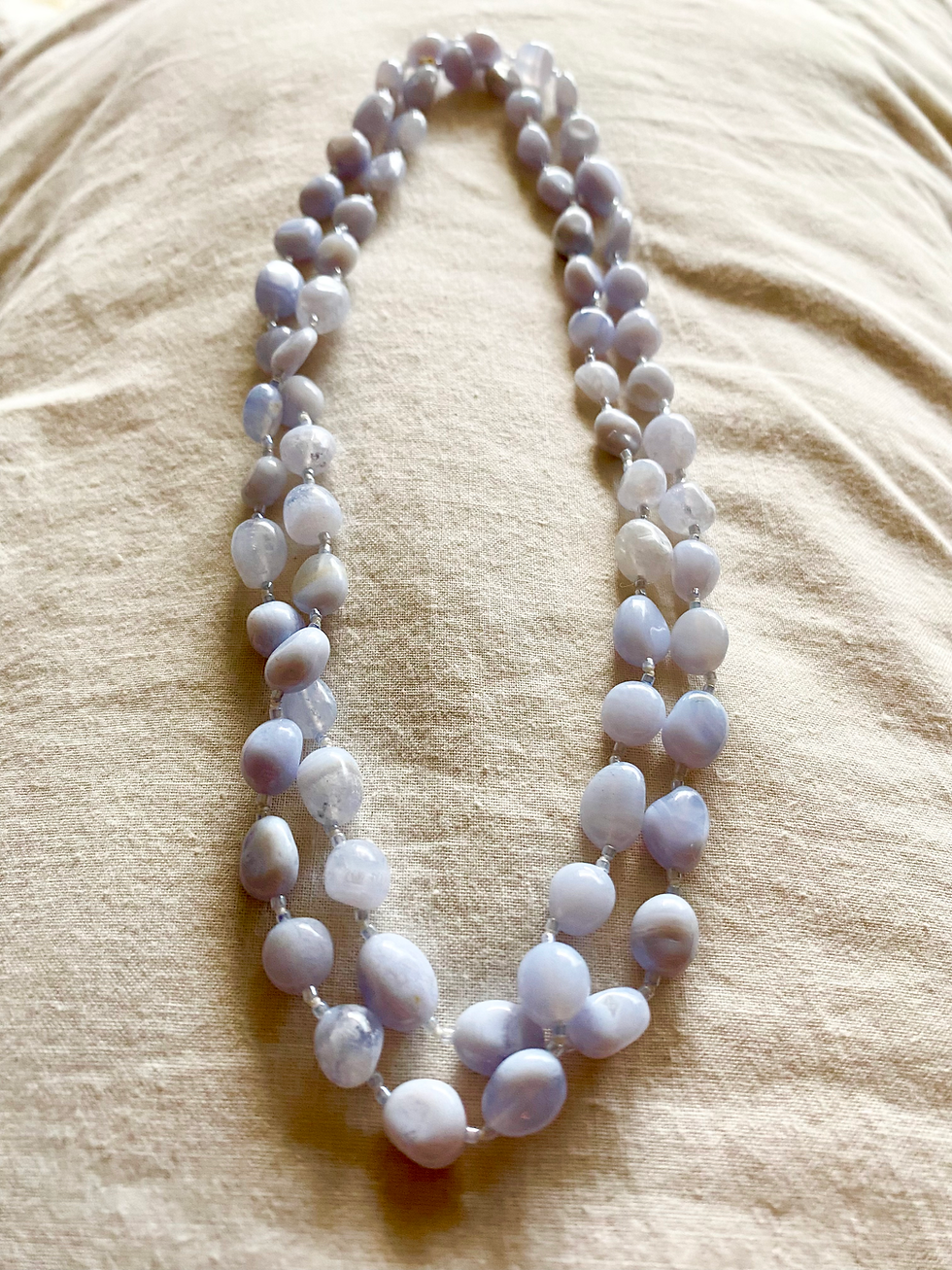 Thumbnail: Long Blue Lace Agate Necklace 