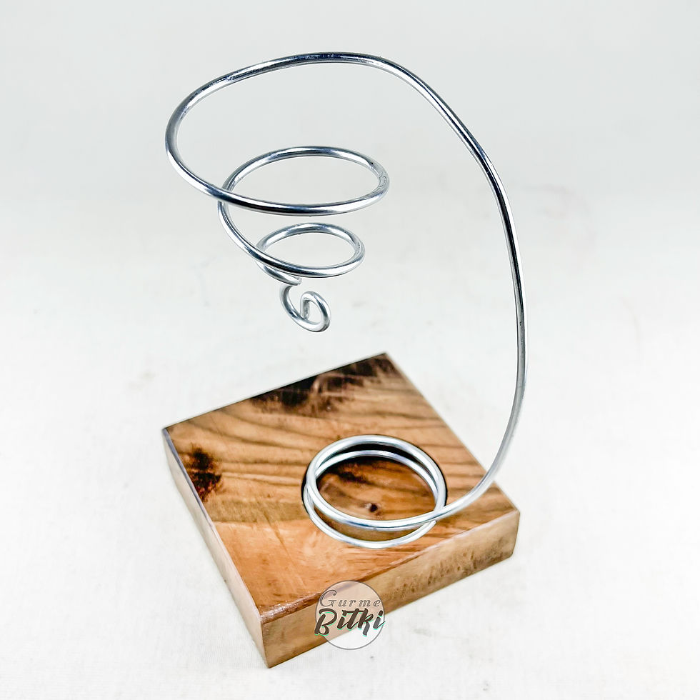 Küçük resim: Grounded Stand - Dekoratif Ahşap Hava Bitkisi Tillandsia Airplant Holder
