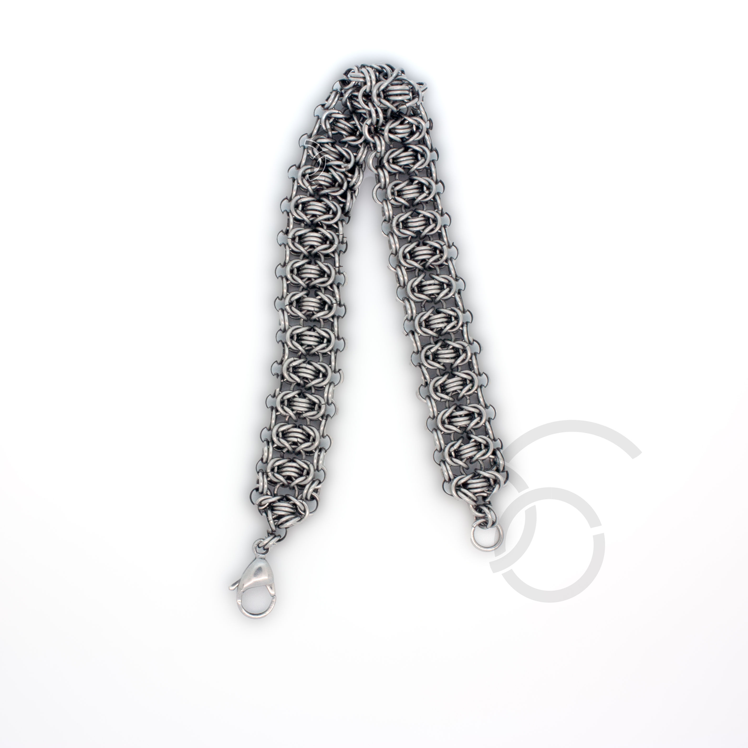 Handcrafted Full Persian chainmail bracelet in stainless steel with a secure lobster claw clasp.