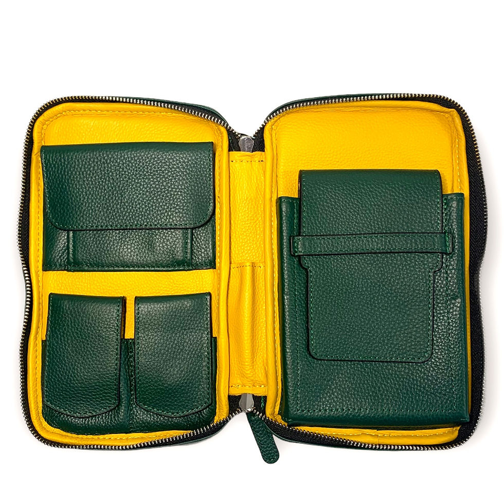 Thumbnail: Leather Cigar Case  Green/Yellow