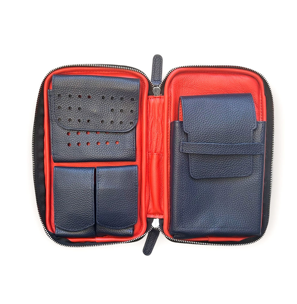 Thumbnail: Navy Blue and Orange Leather Cigar Case