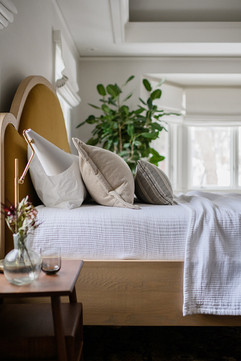 Tiffany Weiss Interior Design, Bedroom Remodel, warm tones, Athena gray walls, custom bed
