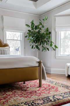 Tiffany Weiss Interior Design, Bedroom Remodel, warm tones, Athena gray walls, custom bed
