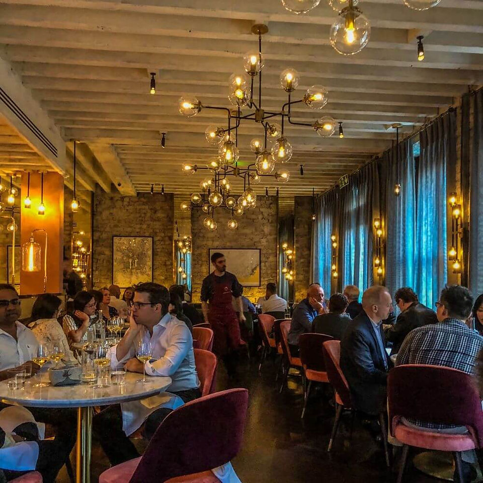 Dining room at Caractere restaurant in Notting Hill