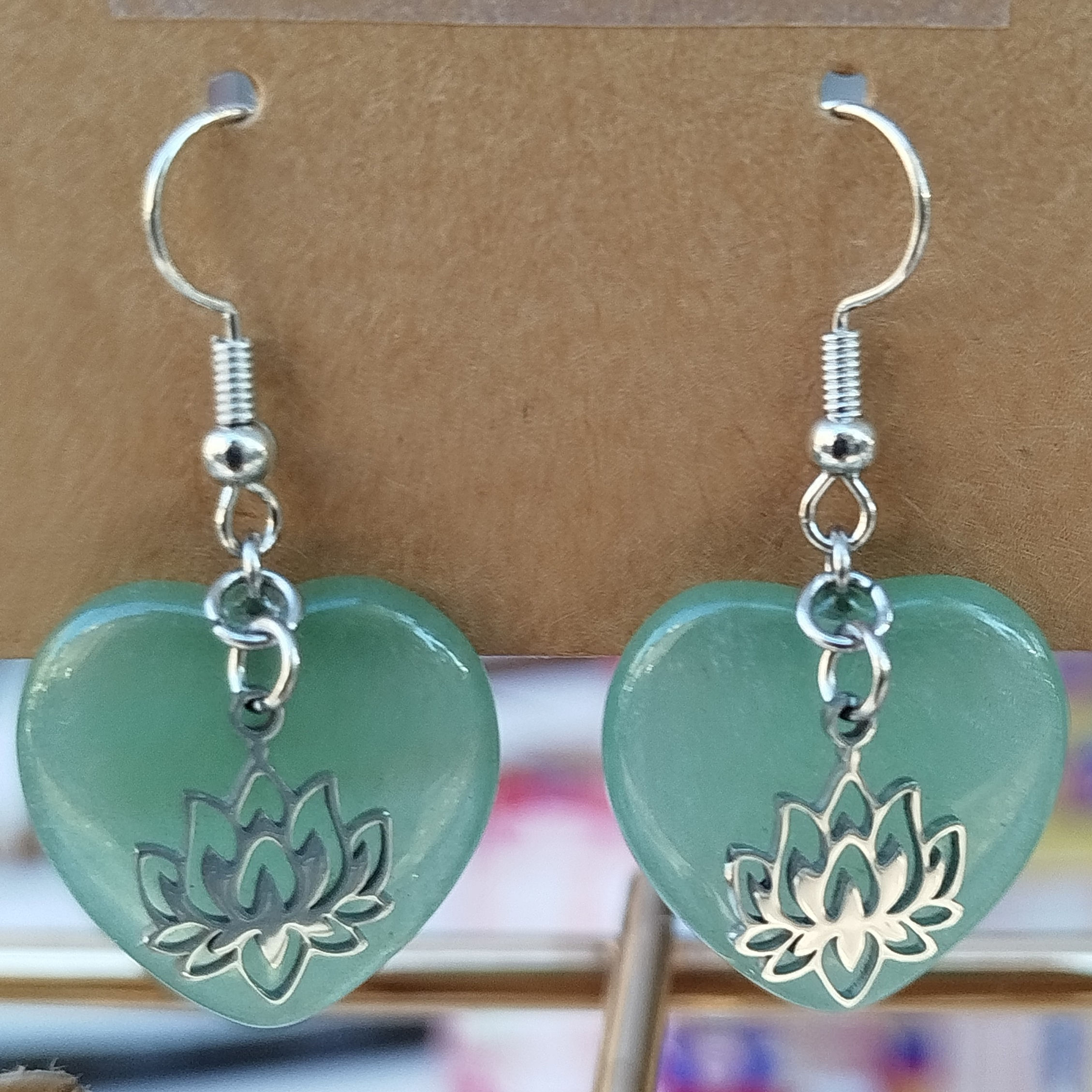 Boucles d'oreilles Cœur Aventurine Verte
