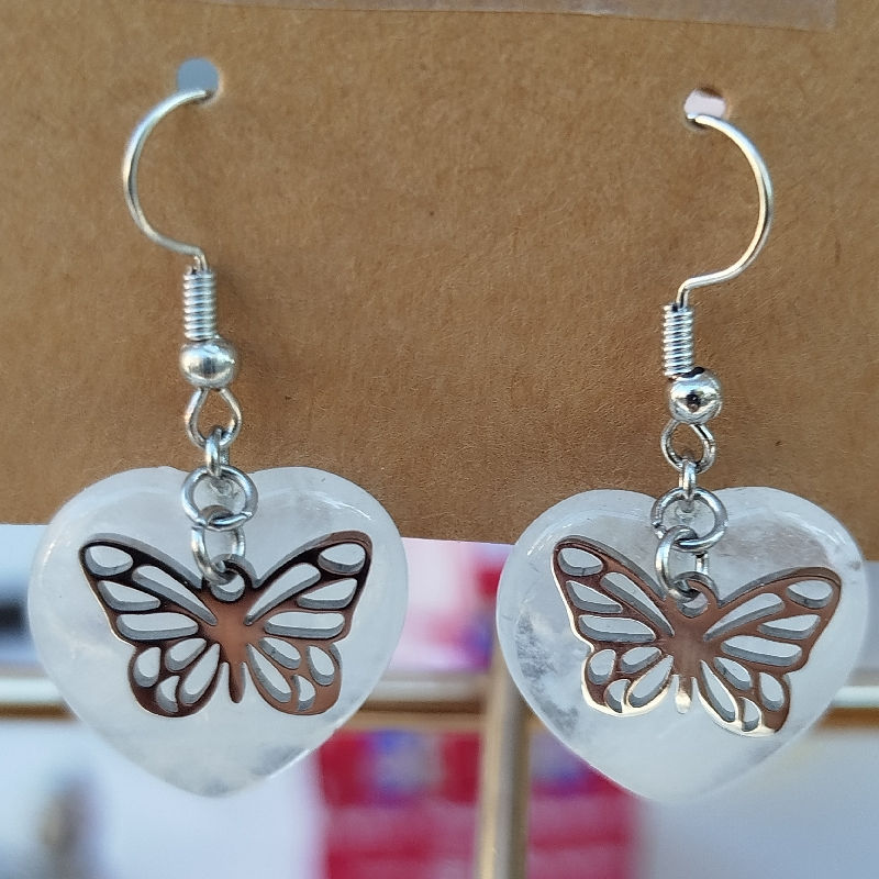 Boucles d'oreilles Cœur Cristal de Roche 