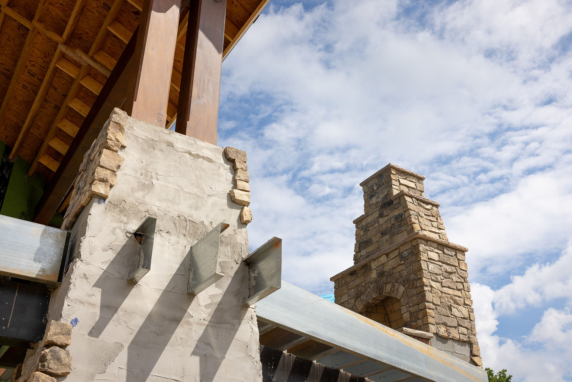 Custom Home Build - Masonry - Pillars Fireplace