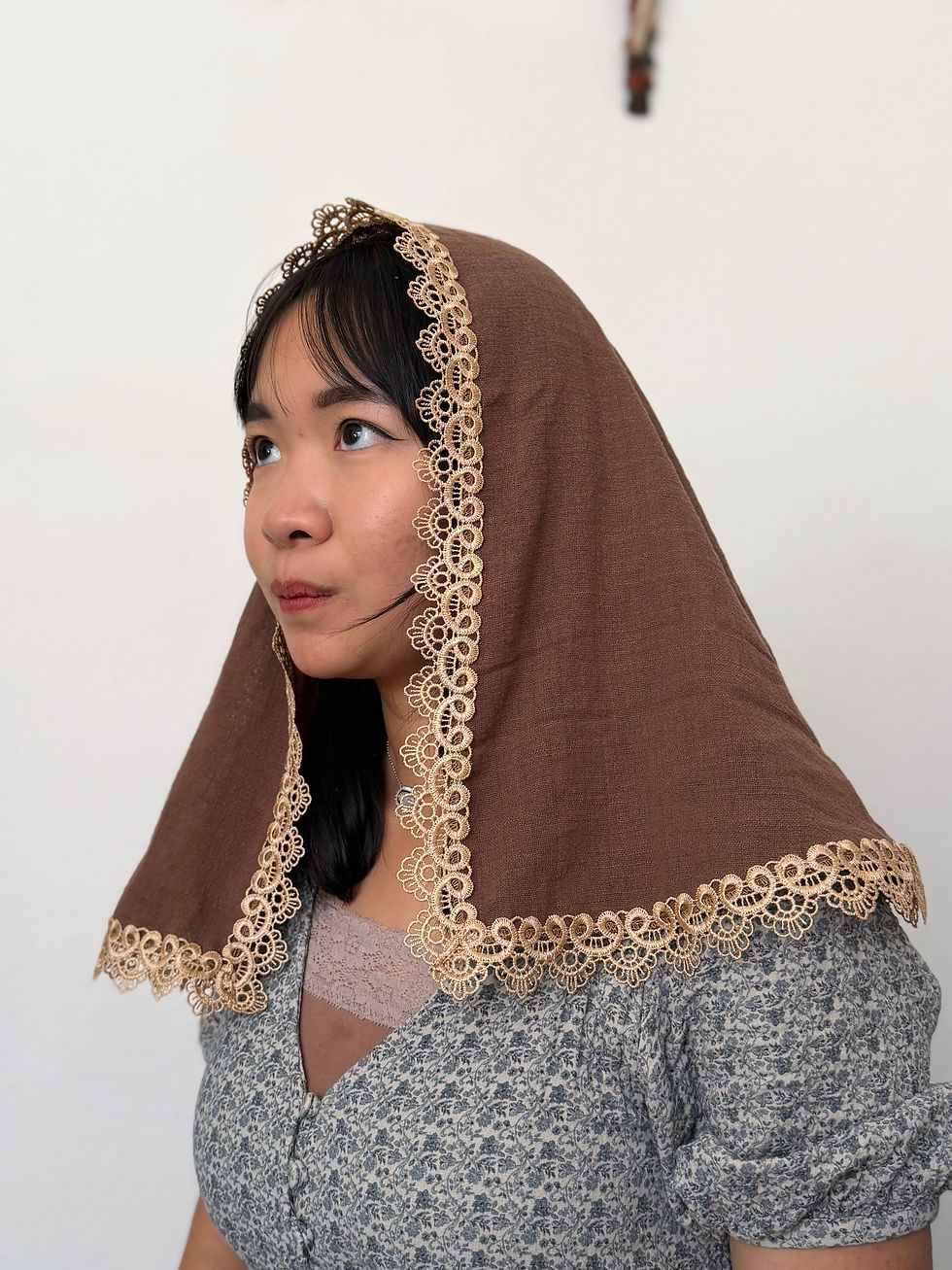 Thumbnail:  Lover of Poverty Cotton D-Shape Veil | Litany of St. Joseph Collection 