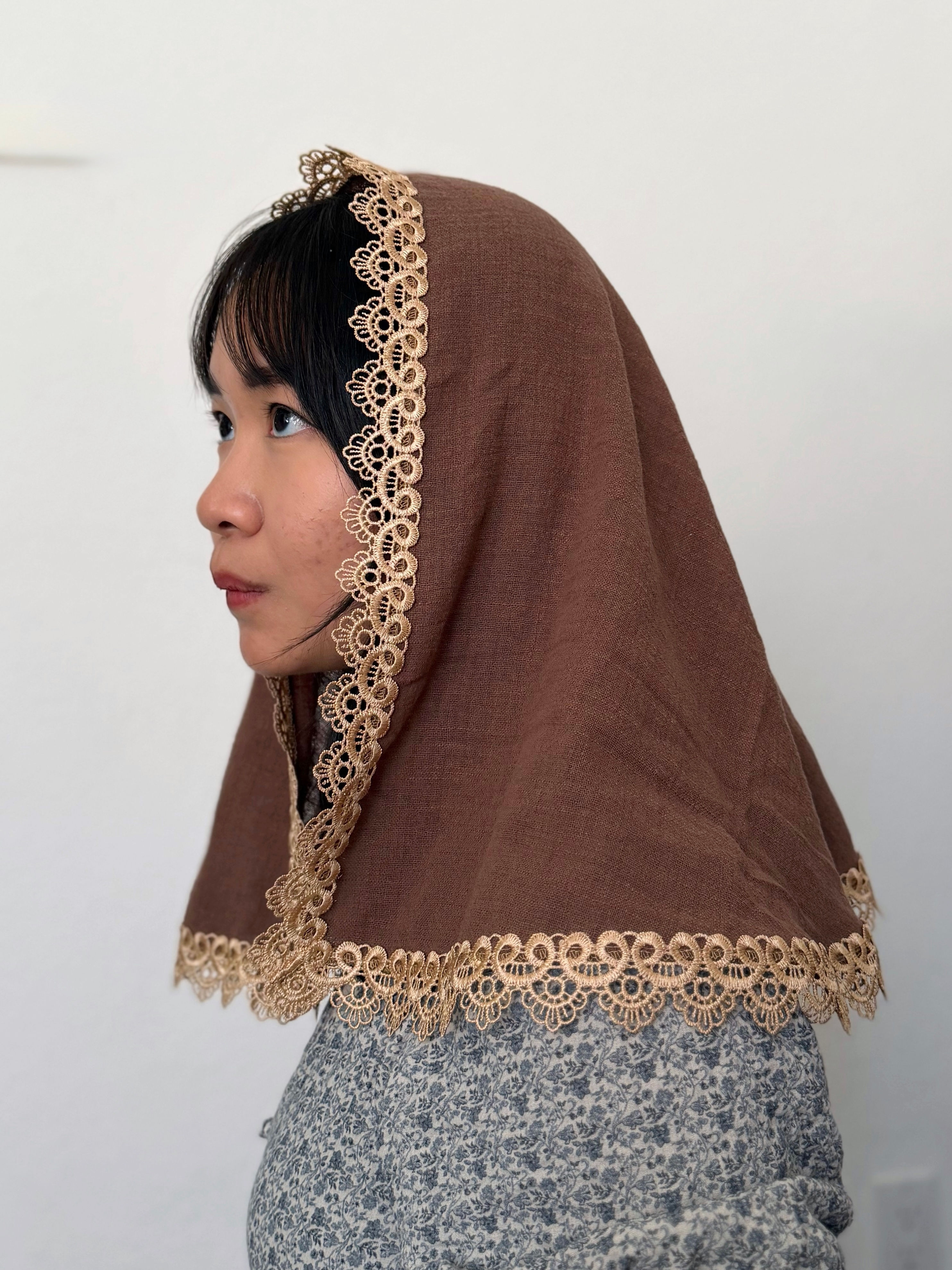  Lover of Poverty Cotton D-Shape Veil | Litany of St. Joseph Collection 