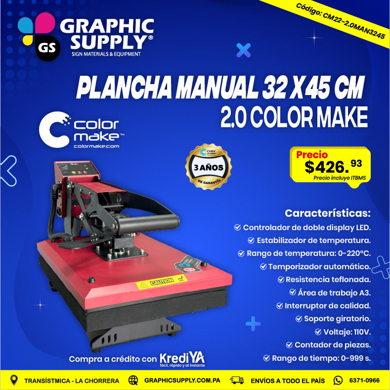 PLANCHA MANUAL 32X45CM 2.0 COLOR MAKE