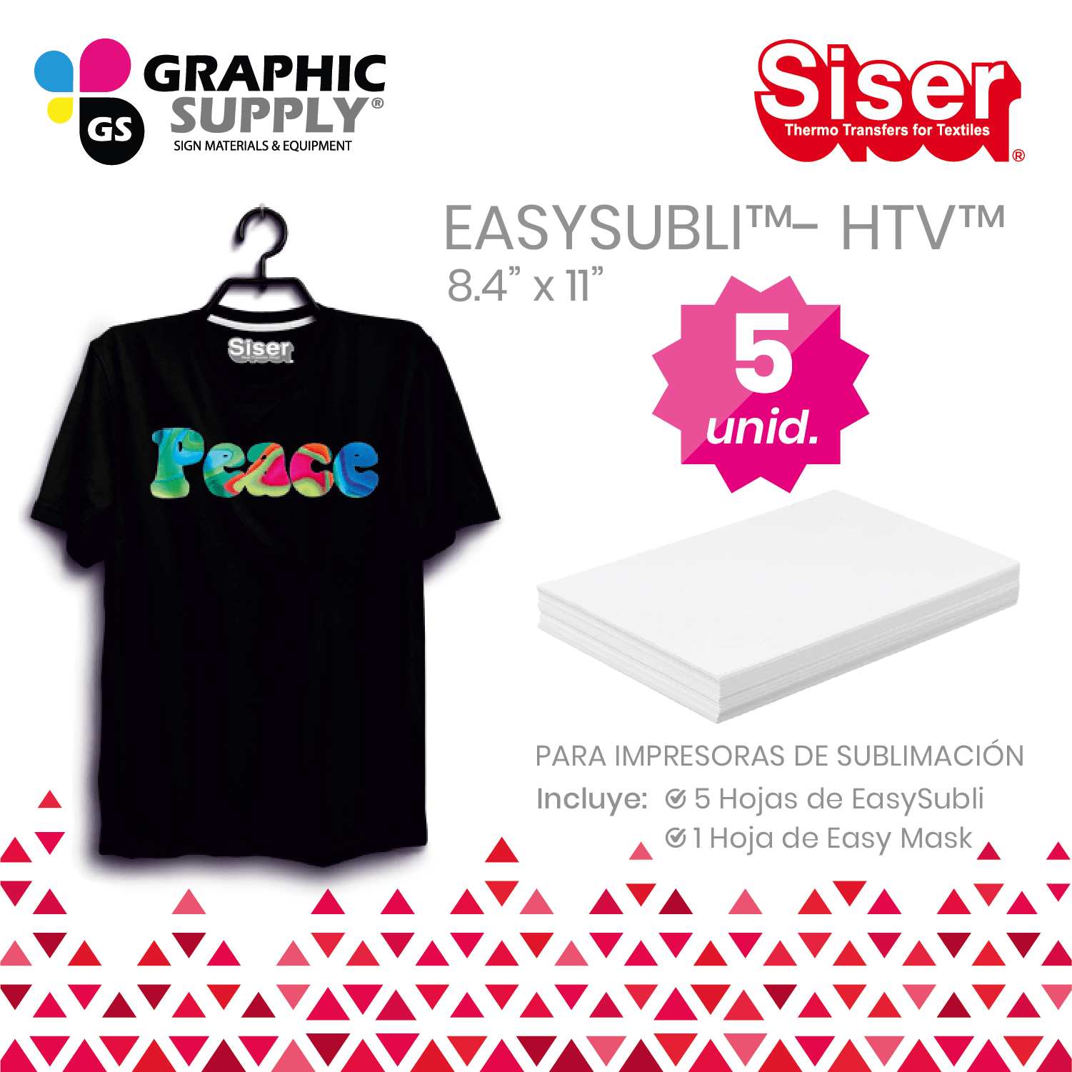 PACK DE 5 HOJAS DE EASYSUBLI SISER