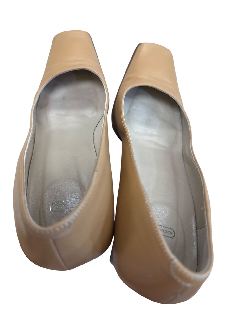 Thumbnail: Coach Malorie womens Vintage Tan Leather Square heels pumps size 8AA KU8092
