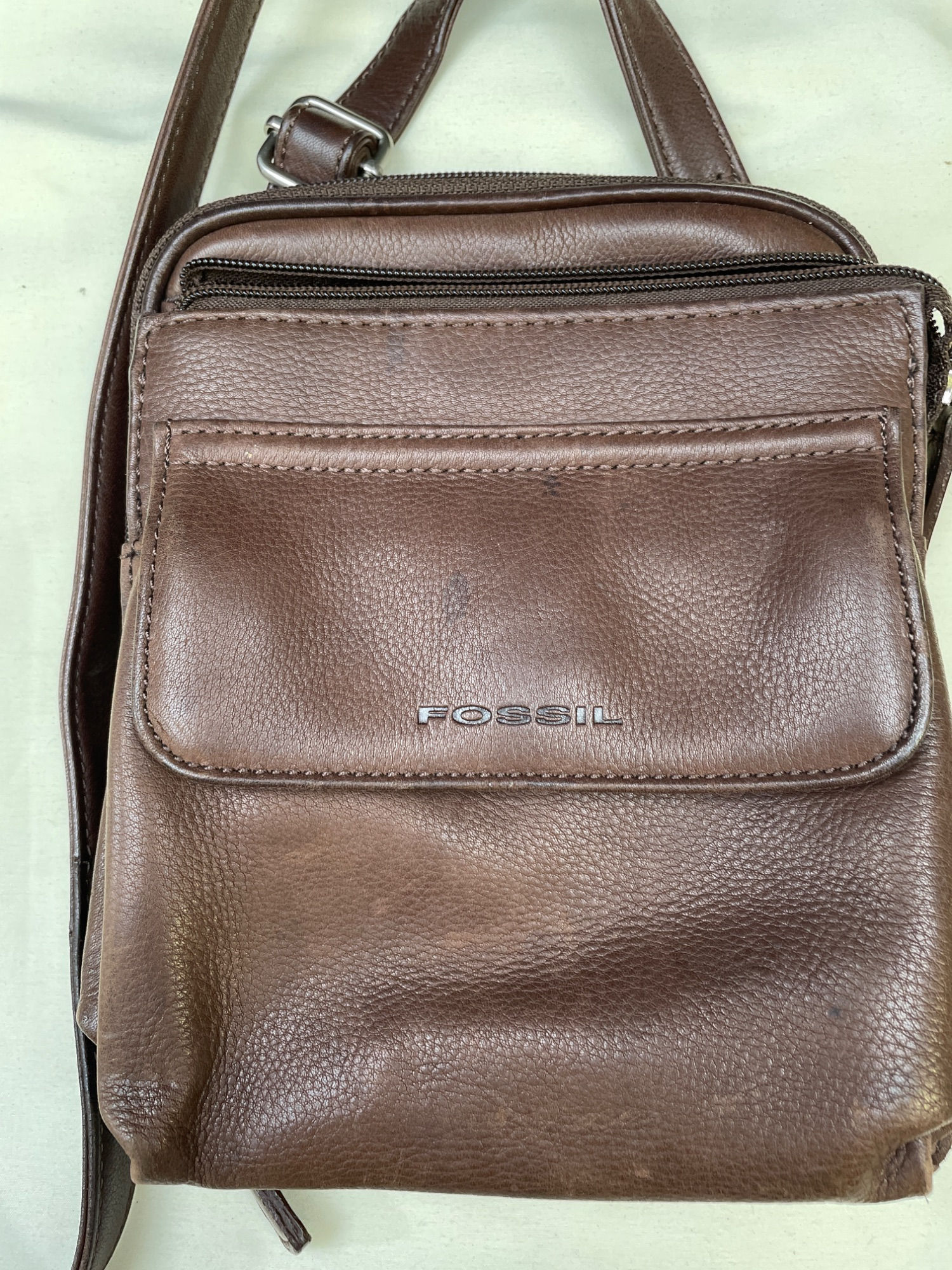 Fossil Womens Brown Leather Crossbody Bag SKU 6577