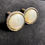 Thumbnail: Vintage Mother of Pearl Men's Cufflinks/ rhinestones/ gold tone SKU 5189