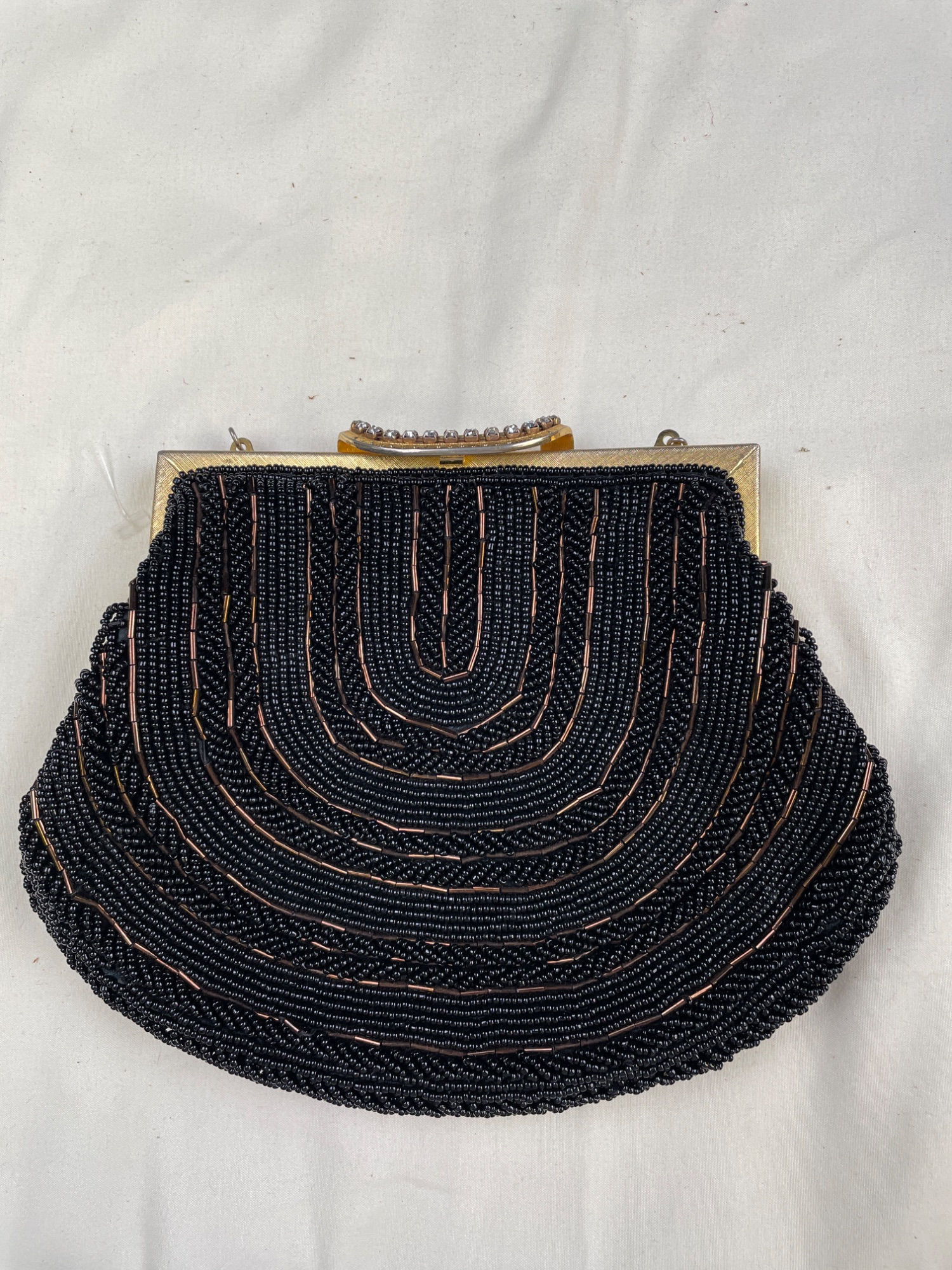 Charles Jourdan Parallele Women's Vintage Black Beaded Evening Handbag SKU 5086